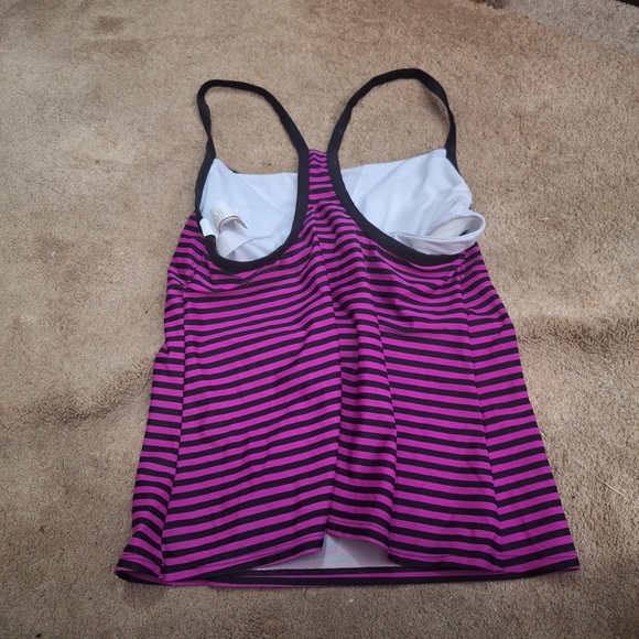 Nike Women's Magenta and Black Striped Swim Coverup - Picture 2 of 2